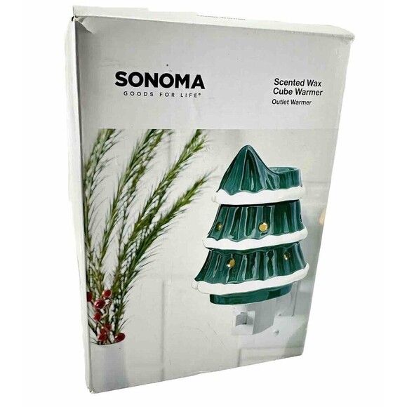 SONOMA Scented Holiday Christmas Ceramic Tree Wax Cube Outlet Warmer & Wax Melts - Picture 1 of 10